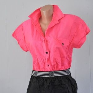 Vintage neon 90s Pink and Black romper